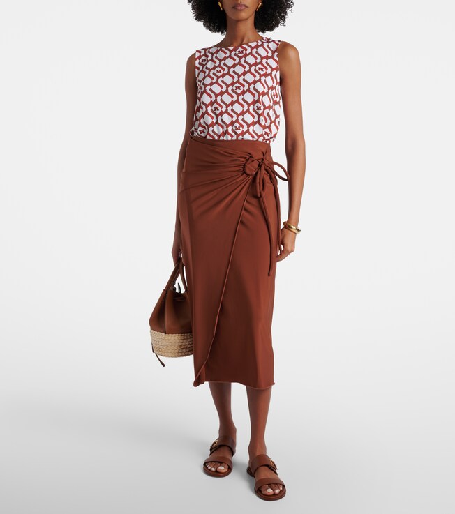 Max Mara Afoso gathered jersey wrap skirt