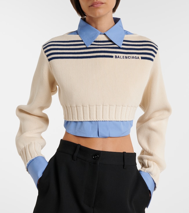 Balenciaga Balenciaga Layered striped cropped cotton sweater