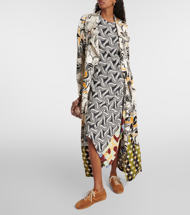 Dries Van Noten Printed asymmetric midi dress