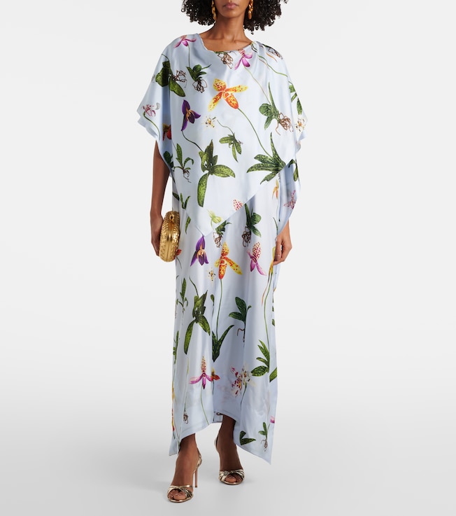 Oscar de la Renta Floral silk twill kaftan