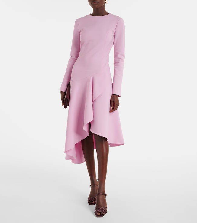 Oscar de la Renta Asymmetric wool-blend cocktail dress