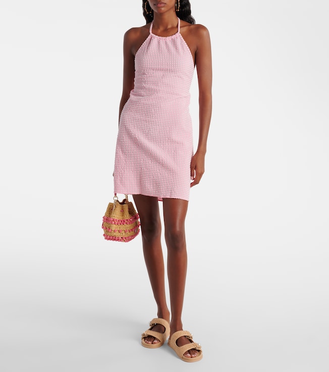 Hunza G Gingham halterneck seersucker minidress