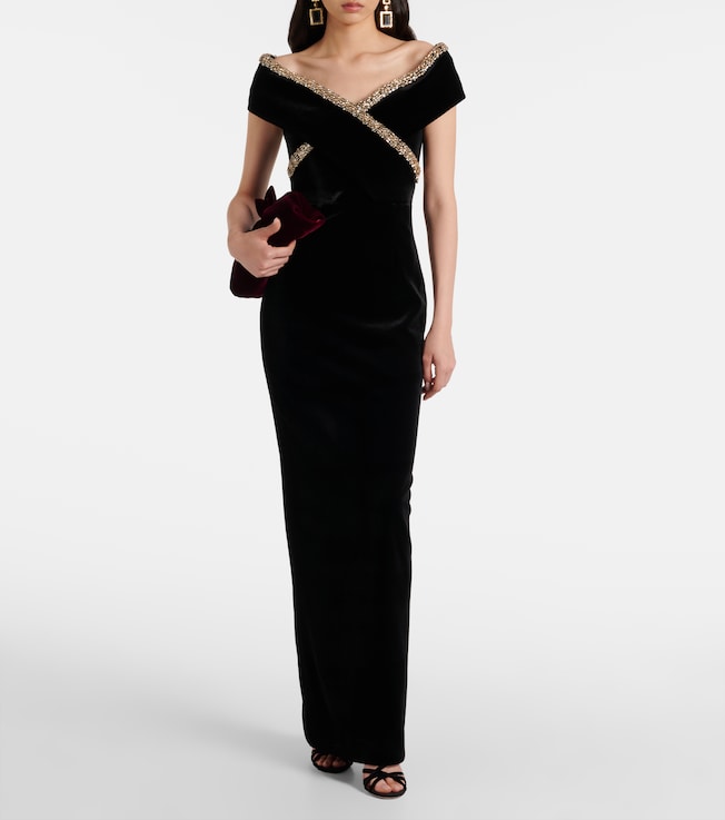 Roland Mouret Embellished velvet gown