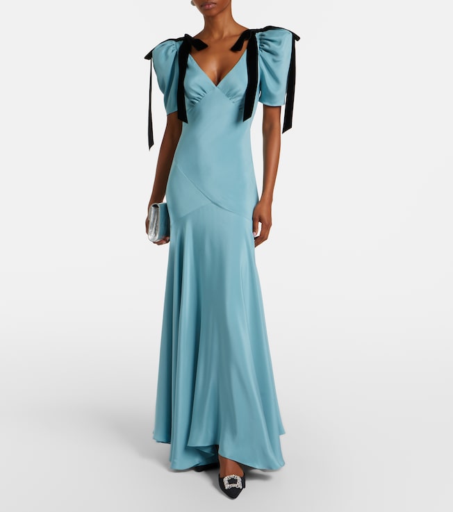 Rodarte Bow-detail silk satin maxi dress