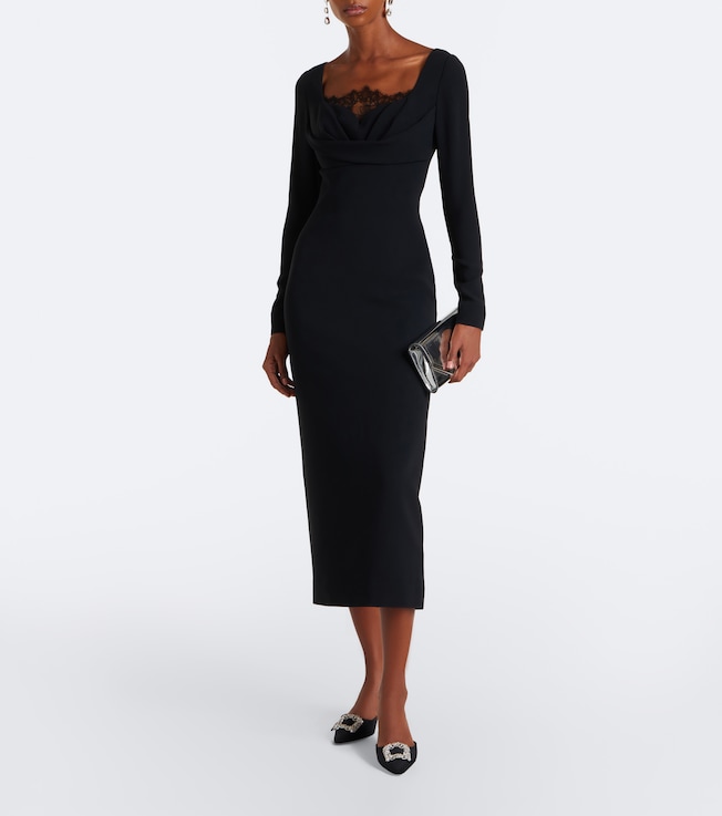 Elie Saab Draped lace-trimmed cady midi dress