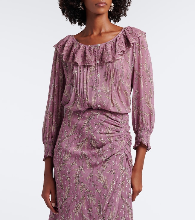 Veronica Beard Hewitts ruffled floral georgette blouse