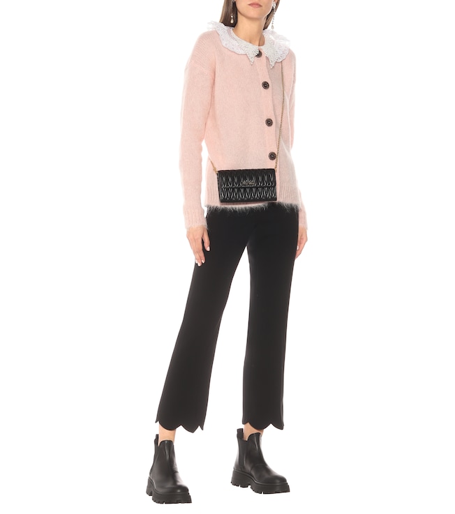 Miu Miu Lace-trimmed mohair-blend cardigan