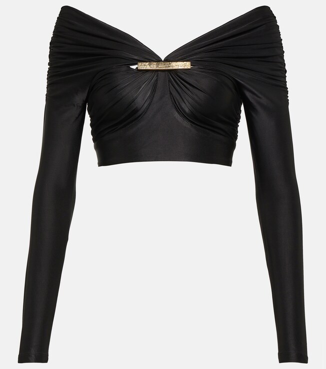 Verziertes Cropped-Top aus Jersey | Rabanne