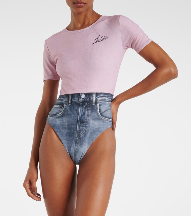 Acne Studios Etee printed rashguard swimsuit
