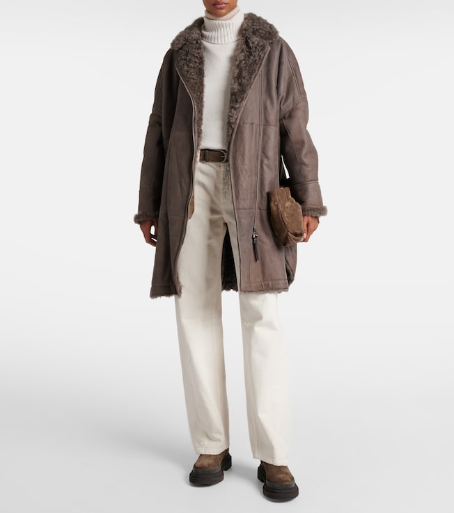 Brunello Cucinelli Shearling-lined leather coat