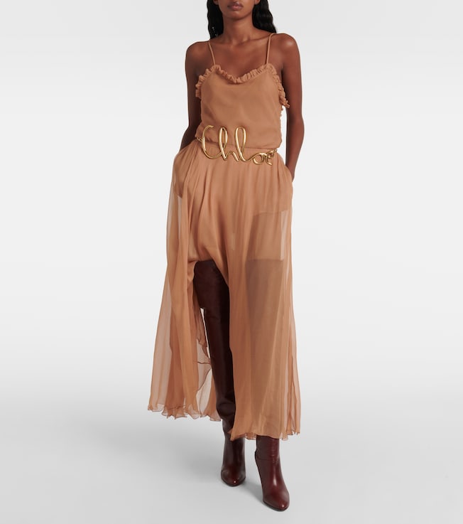 Chloé Silk muslin midi skirt