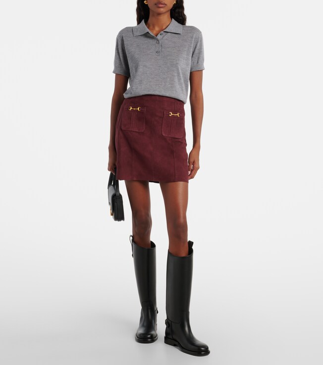 RIXO Wiley suede miniskirt