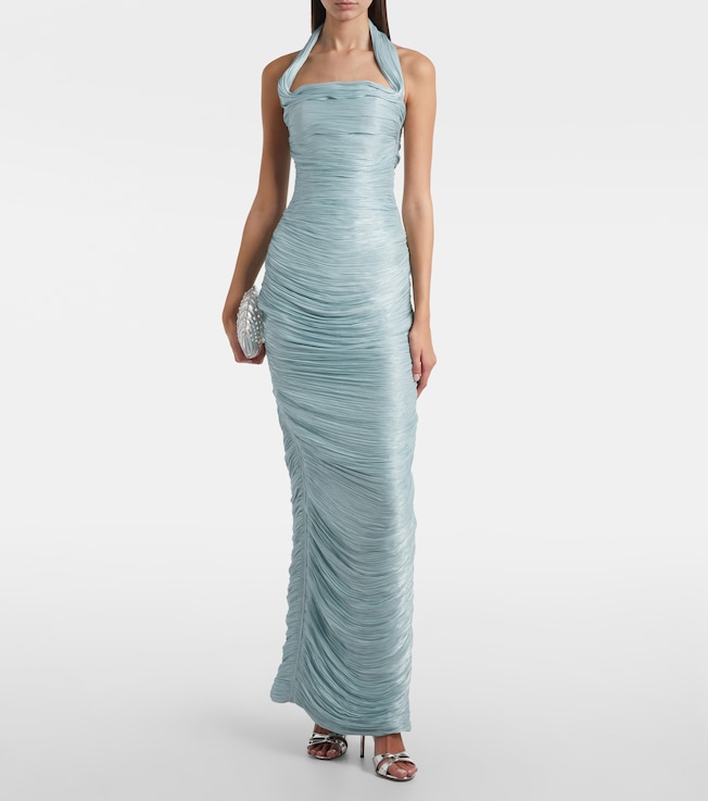MARMAR HALIM Pleated crêpe corset gown