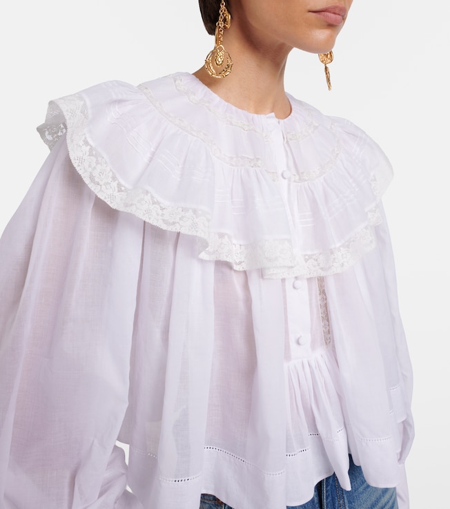 Chloé Chloé Lace-trimmed cotton voile blouse