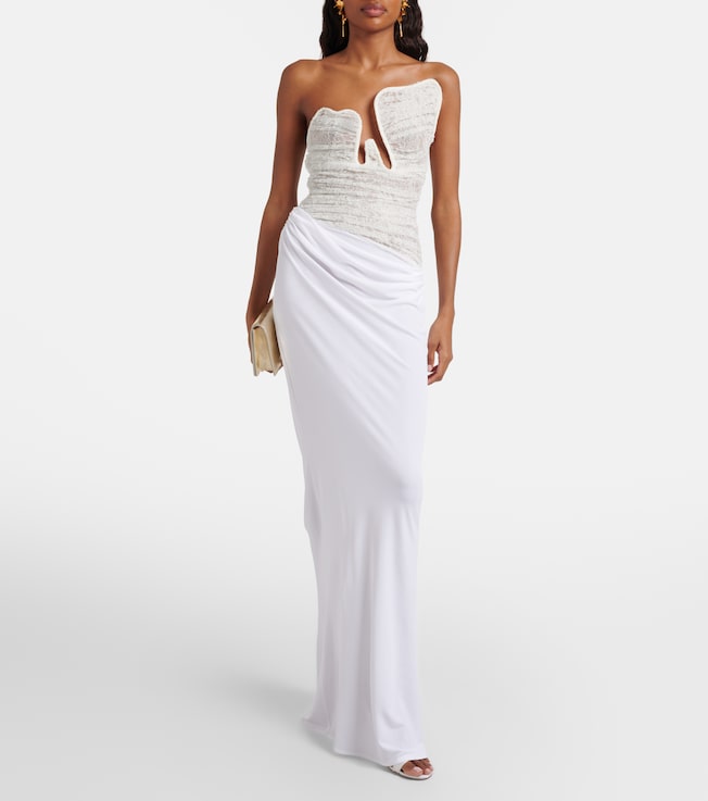 Christopher Esber Salacia ruched lace and jersey gown