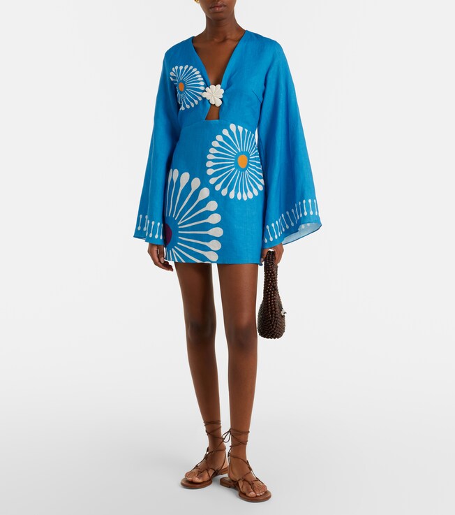 Cala de la Cruz Vera floral linen minidress