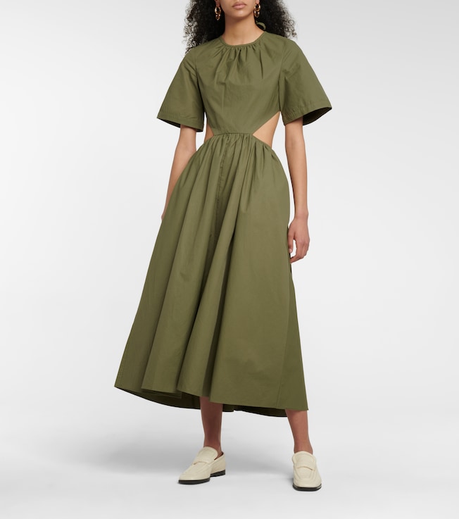 Deveaux New York Cutout poplin midi dress