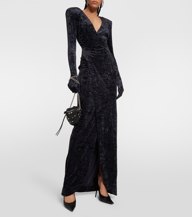 Vetements Diva gloves velvet maxi dress