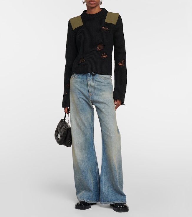 MM6 Maison Margiela Distressed cotton and wool sweater