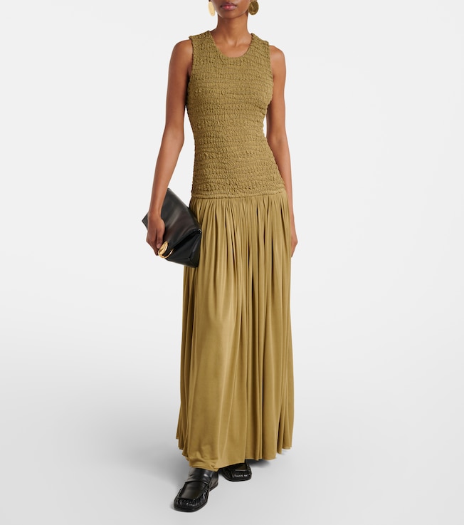 Jil Sander Shirred plissé maxi dress
