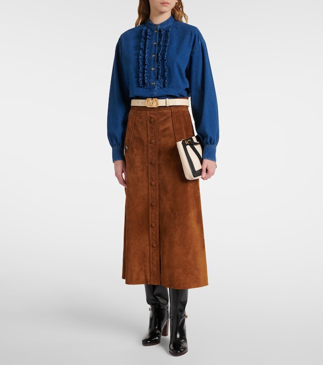 Valentino Ruffled denim blouse