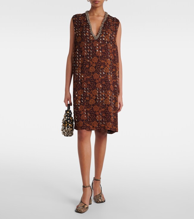 Dries Van Noten Floral embellished georgette midi dress