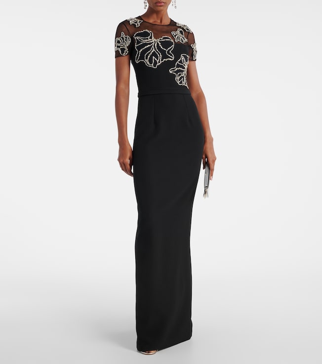 Safiyaa Embellished crêpe gown