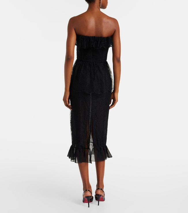 Alessandra Rich Alessandra Rich Lace and silk georgette bustier dress