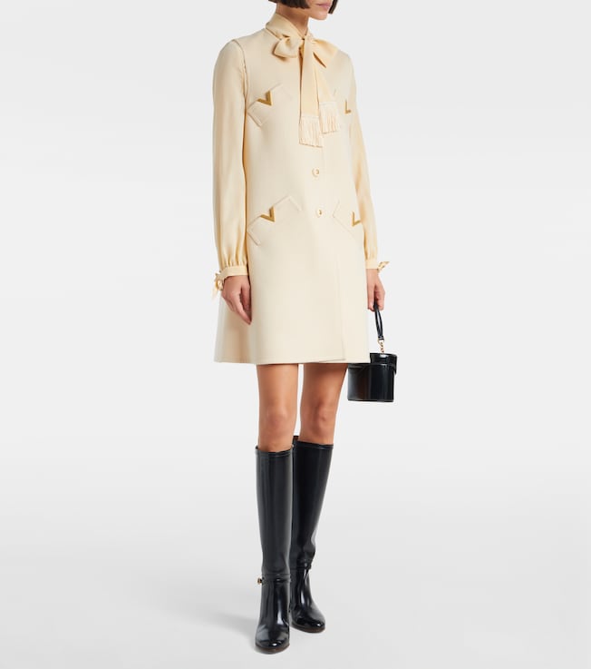 Valentino VGold wool and cashmere minidress