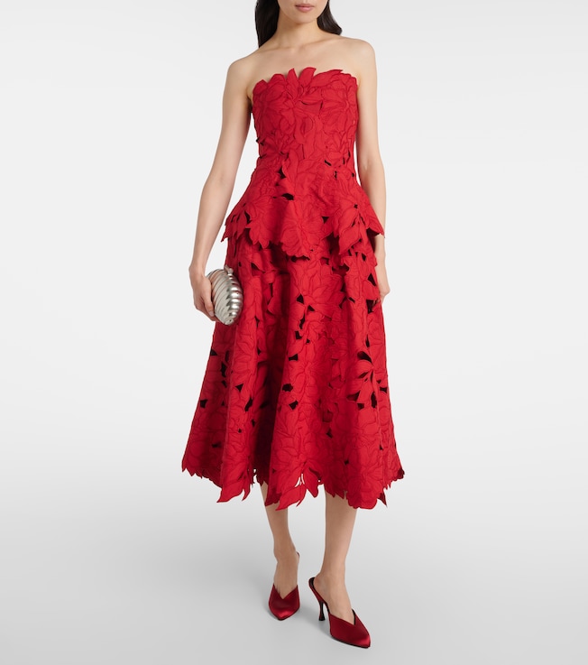 SIMKHAI Audrey peplum lace midi dress