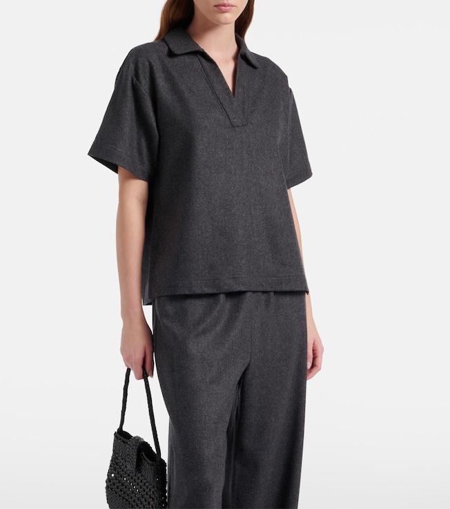 Asceno Modena wool and cashmere flannel polo shirt