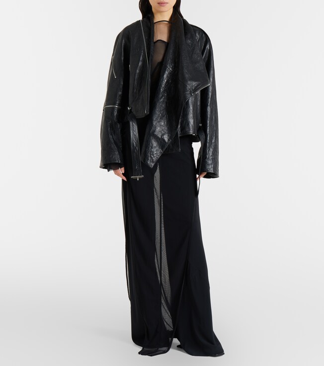 Rick Owens Scarf Light leather biker jacket