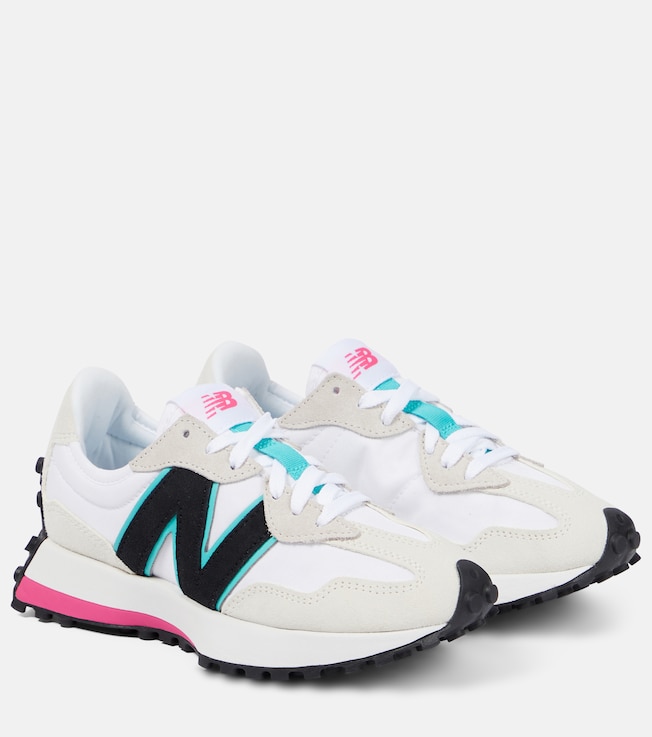 New Balance 327 suede-trimmed sneakers