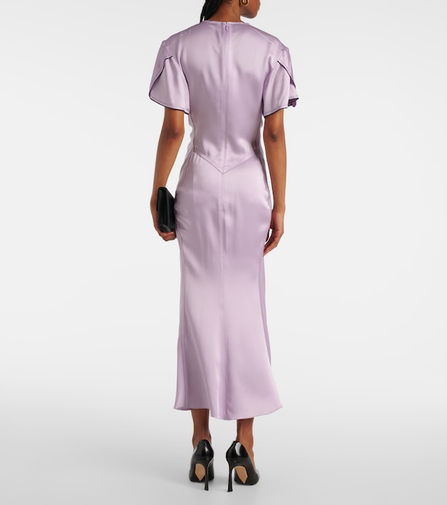 Victoria Beckham Gathered satin midi dress