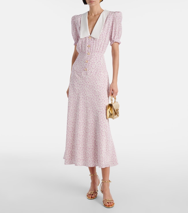 Alessandra Rich Flower silk midi dress