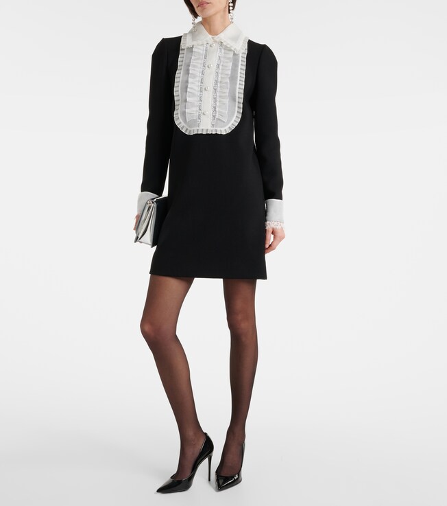 Dolce&Gabbana Organza-trimmed crêpe minidress