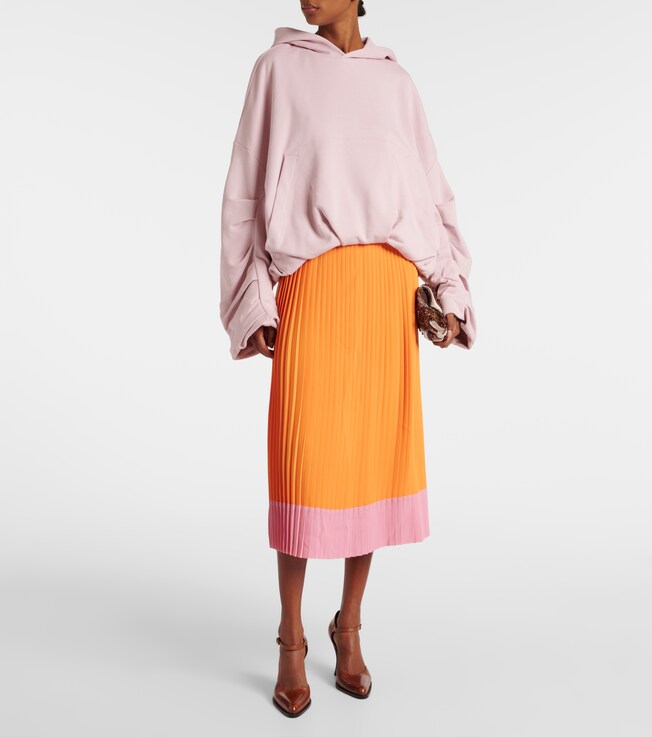 Dries Van Noten Colorblocked pleated midi skirt