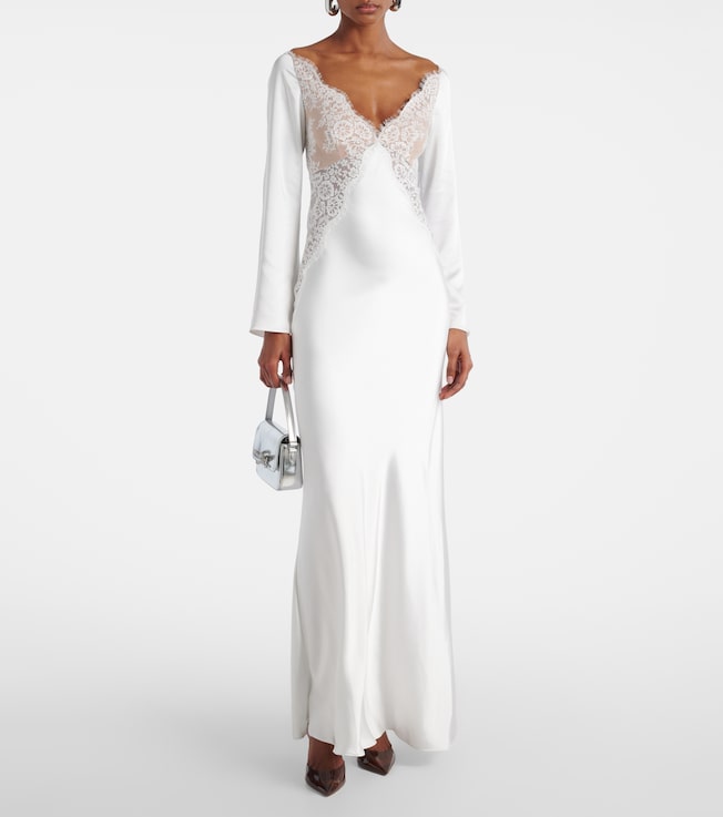 self-portrait x Christopher Kane lace-trimmed satin gown