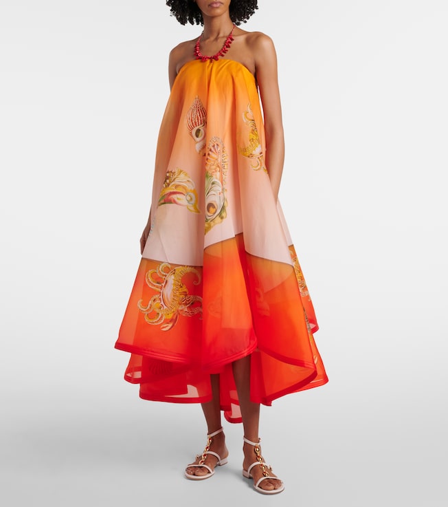 Alémais Neptuna printed asymmetric silk gown