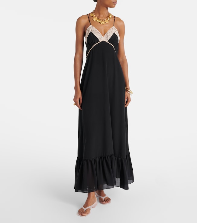 Chloé Lace-trimmed silk chiffon midi dress