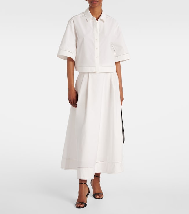 Róhe Embroidered cotton poplin maxi skirt