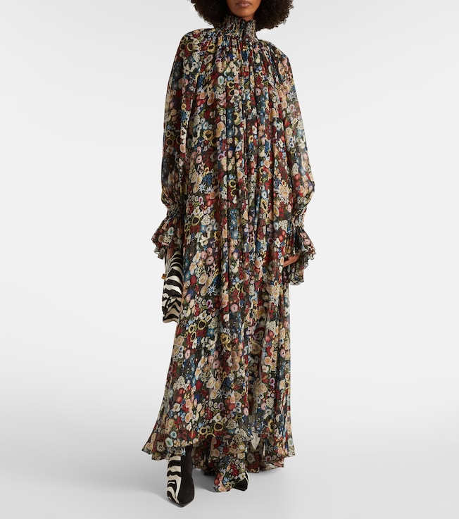 KHAITE Edgar floral silk tulle maxi dress