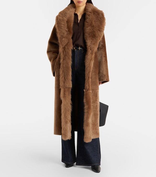 NOUR HAMMOUR Isadora shearling wrap coat