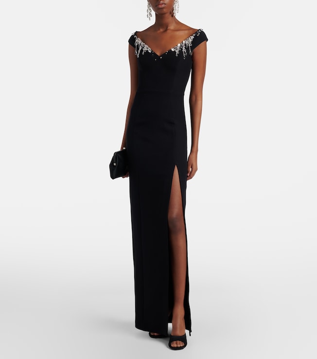 Safiyaa Lucrezia embellished crêpe gown