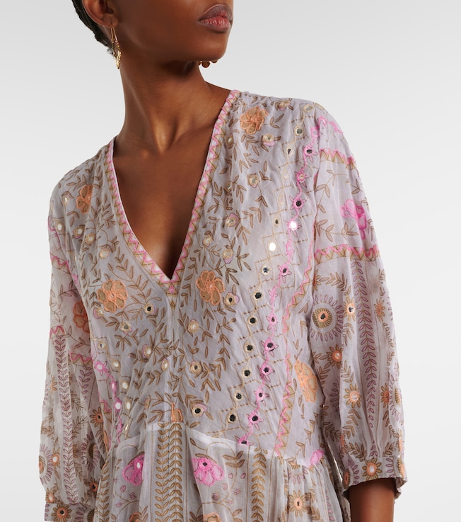  Juliet Dunn Embellished floral cotton maxi dress