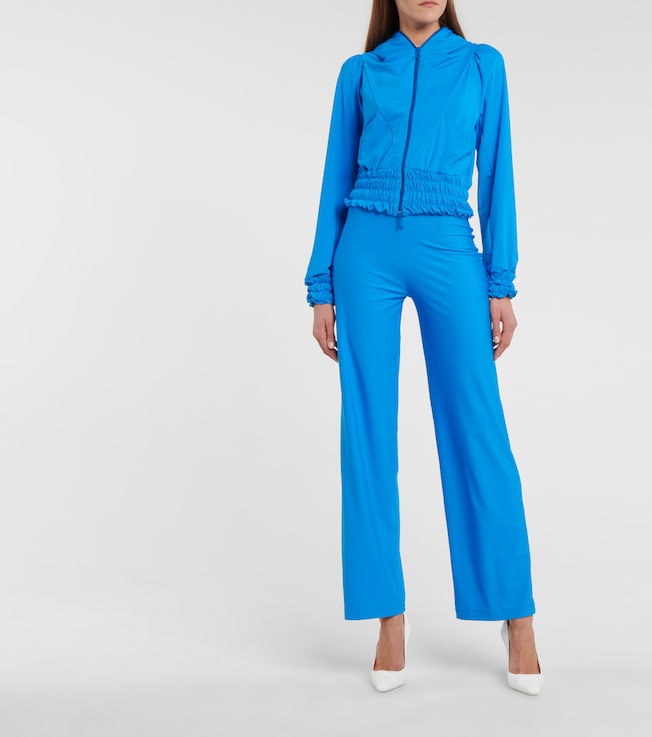 Marine Serre Smocked hooded track jacket