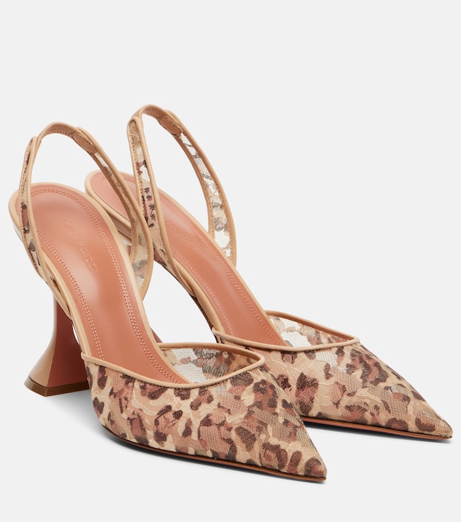 AMINA MUADDI Holli 95 leopard-print slingback pumps