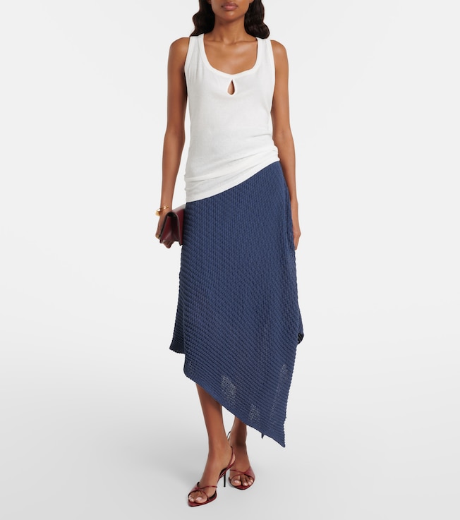 Victoria Beckham Draped knitted cotton-blend midi skirt