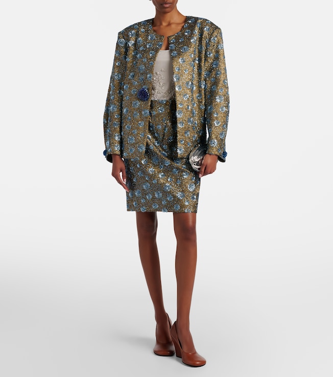 Jacques Wei Floral sequined pencil skirt