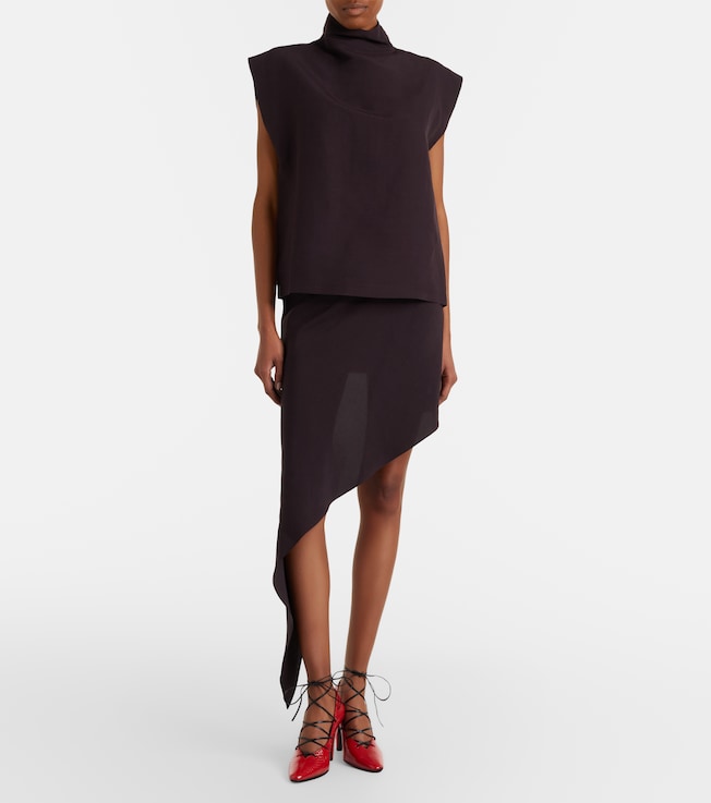 Alaïa Asymmetric poplin miniskirt